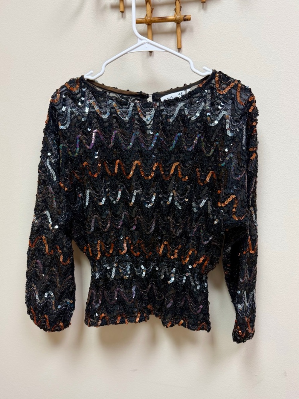 60s-70s Vintage 🖤 Miss H Cinched Peplum Sequin Top